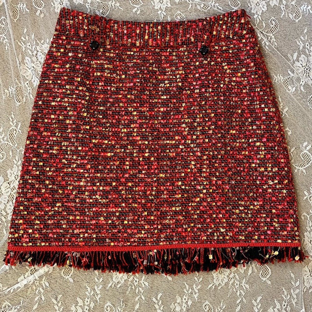 Barami Tweed Skirt With Fringe Bottom